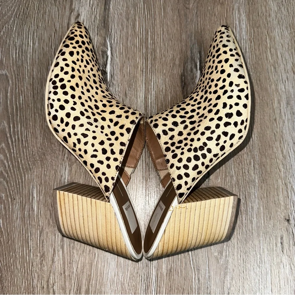 Dolce Vita Women’s Elmo Leopard Calf Hair Pointed Toe Slides Preppy Brown SZ 10 - Picture 14 of 15